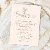 Whimsical Scribble Doodle Hand Drawing Brautparty Einladung