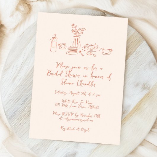 Whimsical Scribble Doodle Hand Drawing Brautparty Einladung