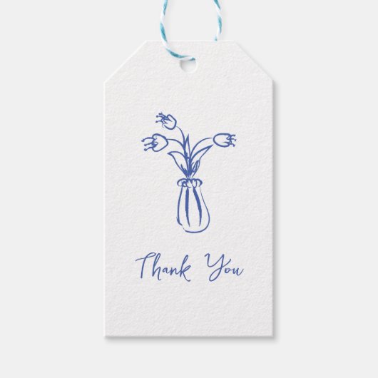 Whimsical Scribble Doodle Hand gezeichnet Danke Geschenkanhänger (Vorderseite)