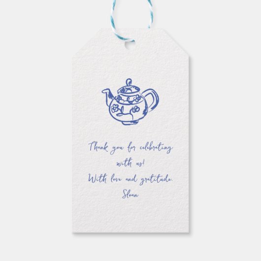 Whimsical Scribble Doodle Hand gezeichnet Danke Geschenkanhänger (Rückseite)