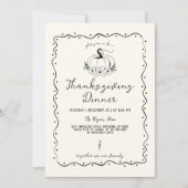 Whimsical Scribble Hand Drawn Pumpkin Erntedank Einladung (Vorderseite)