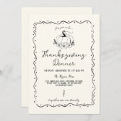 Whimsical Scribble Hand Drawn Pumpkin Erntedank Einladung (Vorne/Hinten)