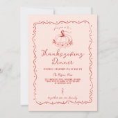 Whimsical Scribble Hand Drawn Pumpkin Erntedank Einladung (Vorderseite)