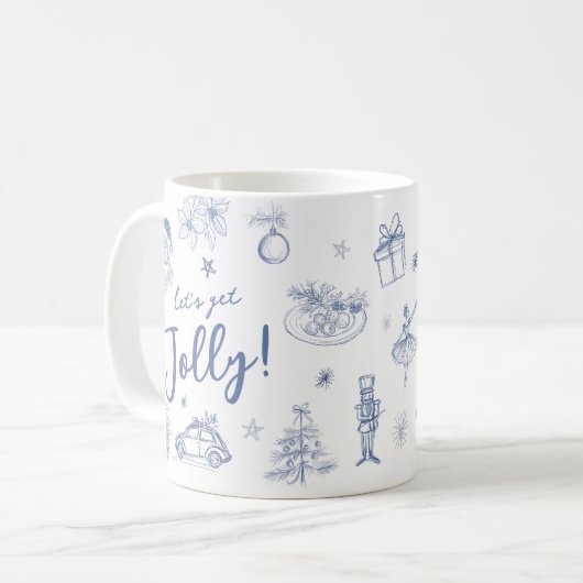 Whimsical Scribble Let's Get Jolly Christmas Kaffeetasse (Vorderseite Links)