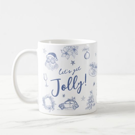 Whimsical Scribble Let's Get Jolly Christmas Kaffeetasse (Links)