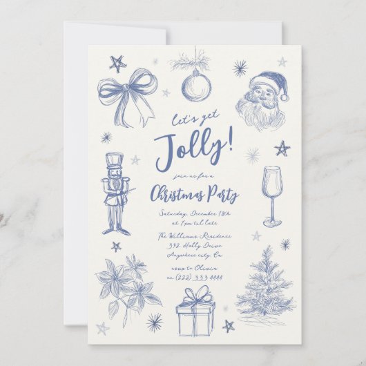 Whimsical Scribble Weihnachts-Party Einladung (Vorderseite)