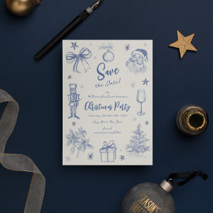 Whimsical Scribble Weihnachts-Party Save The Date