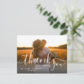 Whimsical Script 2 Foto Rustic Wedding Vielen Dank Postkarte (Stehend Vorderseite)