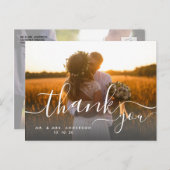 Whimsical Script 2 Foto Rustic Wedding Vielen Dank Postkarte (Vorne/Hinten)
