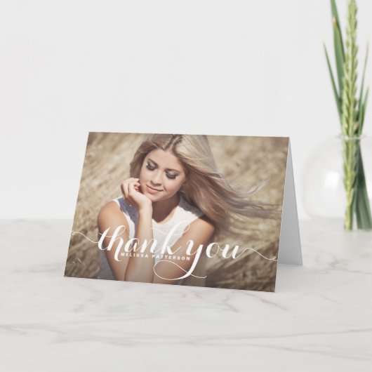 Whimsical Script-Abschluss Danke-Karte Dankeskarte (Vorderseite)