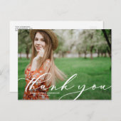 Whimsical Script Abschluss Foto Vielen Dank Postkarte (Vorne/Hinten)