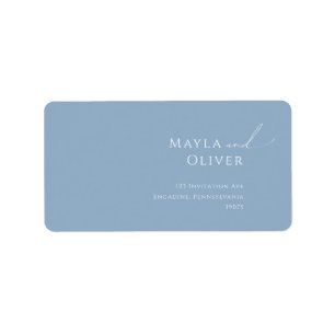 Whimsical Script Blue Wedding RSVP Rücksendeadress Adressaufkleber