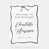Whimsical Script Border Wedding Acrylschild (Vorderseite)