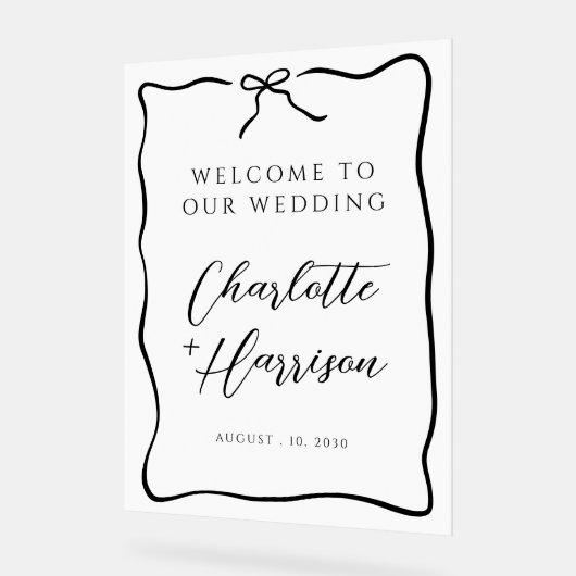 Whimsical Script Border Wedding Acrylschild (Winkel)