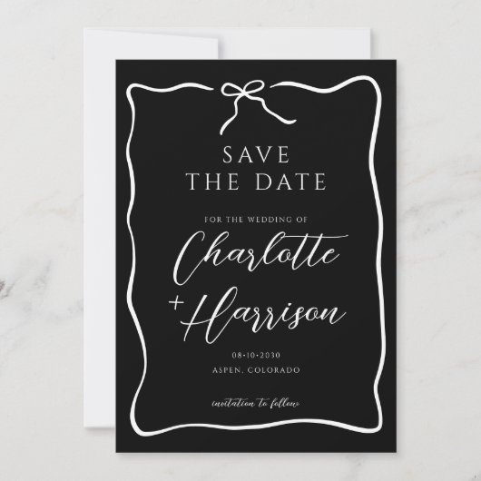 Whimsical Script Border Wedding Save The Date (Vorderseite)