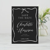 Whimsical Script Border Wedding Save The Date (Stehend Vorderseite)
