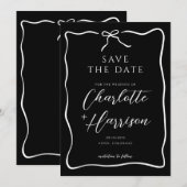 Whimsical Script Border Wedding Save The Date (Vorne/Hinten)