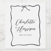 Whimsical Script Border Wedding Weinetikett (Einzelnes Label)