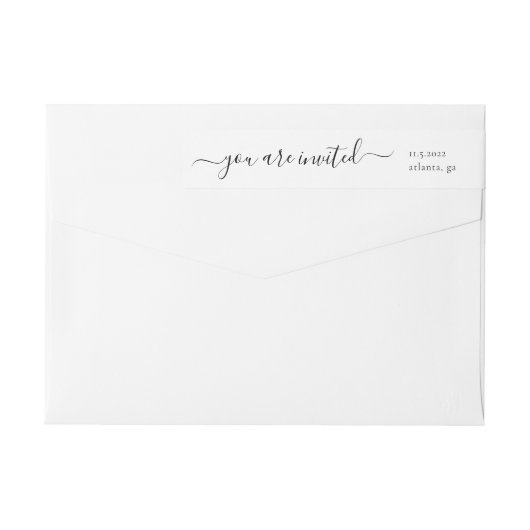 Whimsical Script Calligraphy Wedding Einladung (Rückseite)