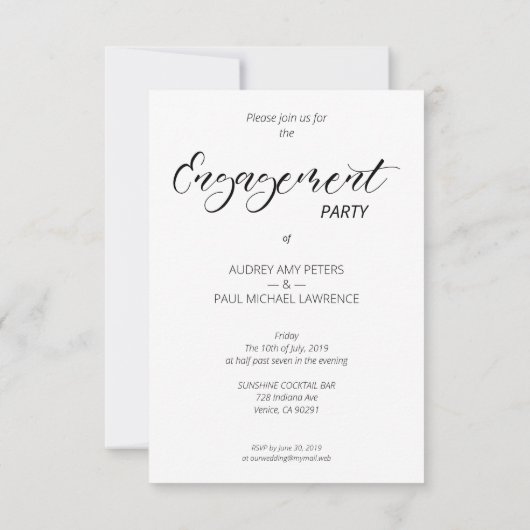 Whimsical Script Custom Photo Couple Engagement Einladung (Rückseite)