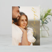 Whimsical Script Custom Photo Couple Engagement Folieneinladung (Stehend vorne)