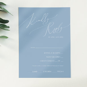 Whimsical Script Dusty Blue Menü Auswahl RSVP Kart