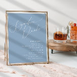 Whimsical Script Dusty Blue Signature Drinks Zeich Poster<br><div class="desc">Die Einführung unseres atemberaubenden Whimsikskriptes in staubblauer Farbe signiert perfekt für Ihr einfaches, modernes Boho Frühlingsfest. Unser elegantes Design umfasst eine lebendige, helle, pastellfarbene Farbpalette mit einem Vintagen, schicken Kalligraphieskript. Ob Sie einen minimalistischen oder klassischen Stil bevorzugen, unser einzigartiges, bearbeitbares Produkt bietet Luxus und Eleganz, perfekt um eine stilvolle und...</div>