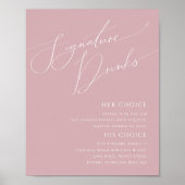 Whimsical Script Dusty Rose Signature Drinks Zeich Poster (Vorne)