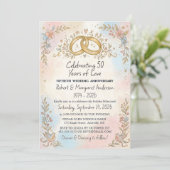 Whimsical Script Einfacher 50. Hochzeitstag Einladung (Stehend Vorderseite)