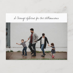 Whimsical Script Family Foto Neue Zuhause Moving Ankündigungspostkarte