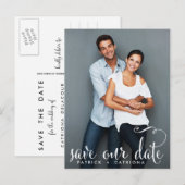 Whimsical Script Foto Save Our Date Postkarte II (Vorne/Hinten)