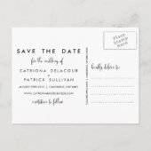 Whimsical Script Foto Save Our Date Postkarte II (Rückseite)