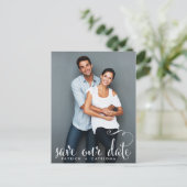 Whimsical Script Foto Save Our Date Postkarte II (Stehend Vorderseite)