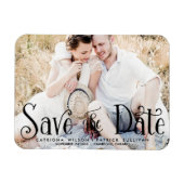 Whimsical Script-Foto Speichern Sie die Datumsmagn Magnet (Horizontal)