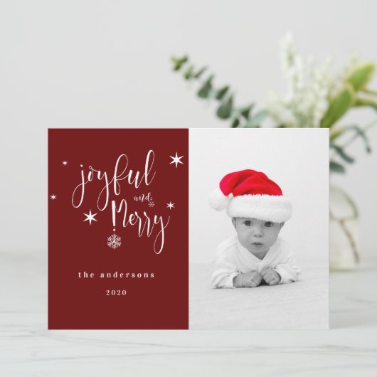 Whimsical Script fröhlich und fröhlich Weihnachtsk Einladung (Stehend Vorderseite)