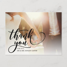 Whimsical Script Full Foto Wedding Vielen Dank Postkarte