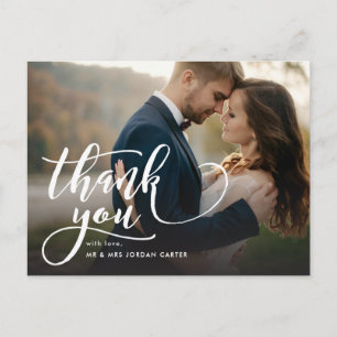 Whimsical Script Full Foto Wedding Vielen Dank Postkarte