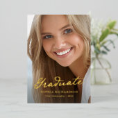 Whimsical Script Gold Foil Abschluss Ankündigung (Stehend vorne)