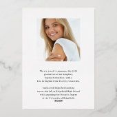 Whimsical Script Gold Foil Abschluss Ankündigung (Rückseite)