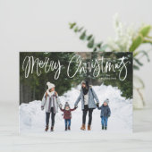 Whimsical Script Green Frohe Weihnachten Foto (Stehend Vorderseite)