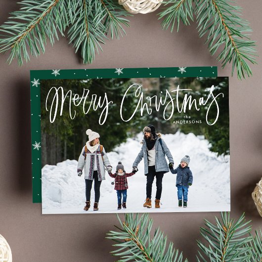 Whimsical Script Green Frohe Weihnachten Foto