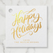 Whimsical Script Happy Holidays Gold Foil Geschenk Geschenkanhänger (Vorderseite)