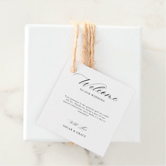 Whimsical Script Minimalistisch Black Wedding Will Geschenkanhänger (Beispiel)