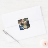 Whimsical Script Modern Wedding Foto Quadratischer Aufkleber (Umschlag)