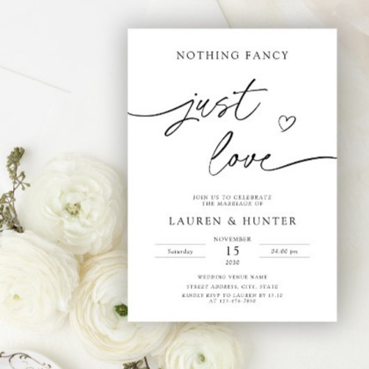 Whimsical Script Nichts Extravagant nur Liebe Hoch Einladung