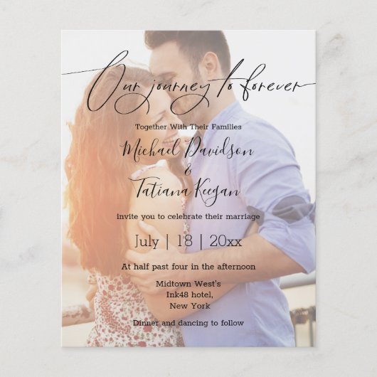Whimsical Script, Overlay Foto Hochzeitseinladung (Vorderseite)