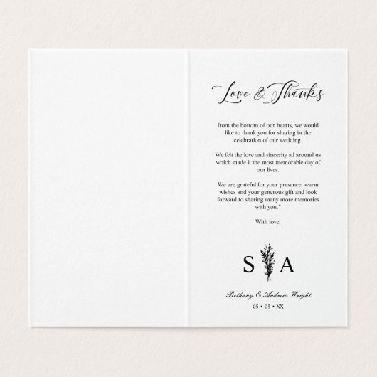 Whimsical Script Photo Romantic Botanical Branches (Innenseite Aufgefaltet)