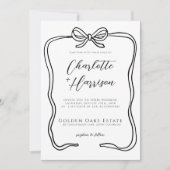 Whimsical Script Ribbon Border Wedding Einladung (Vorderseite)