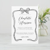 Whimsical Script Ribbon Border Wedding Einladung (Stehend Vorderseite)