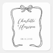 Whimsical Script Ribbon Border Wedding Quadratischer Aufkleber (Vorderseite)
